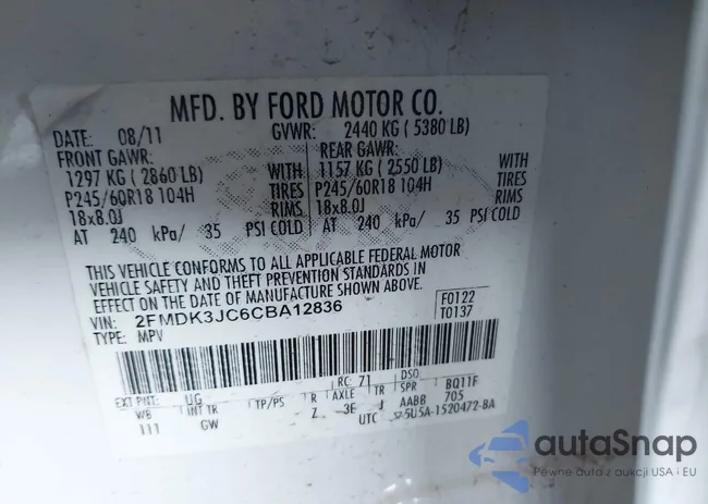 2FMDK3JC6CBA12836: 43169907