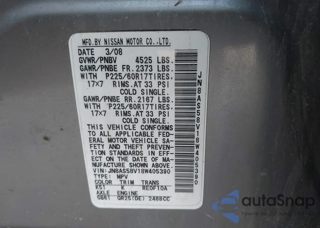 JN8AS58V18W405390: 43171079