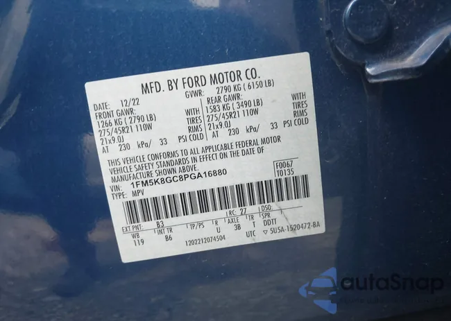 1FM5K8GC8PGA16880: 43171581