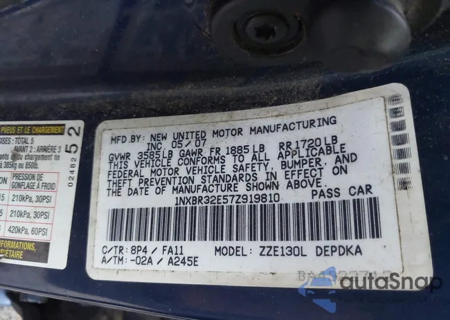 1NXBR32E57Z919810: 43170620