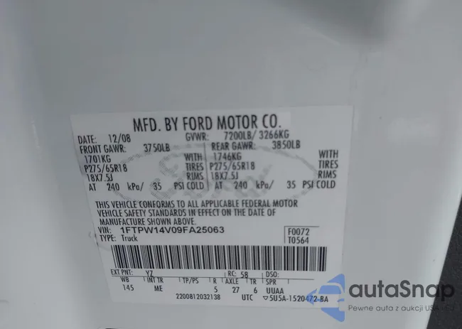 1FTPW14V09FA25063: 43170738