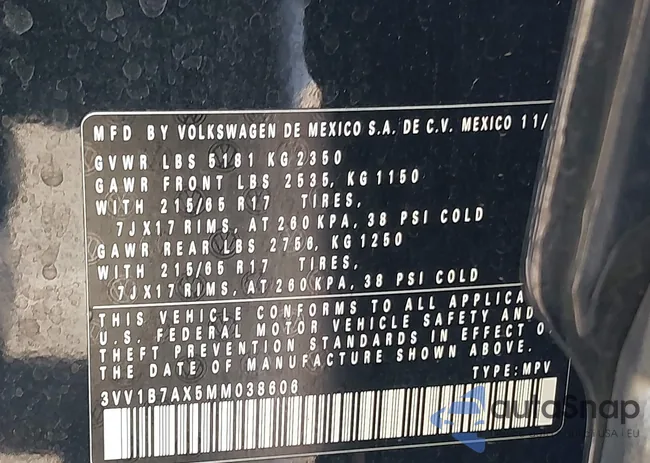 3VV1B7AX5MM038606: 43170816