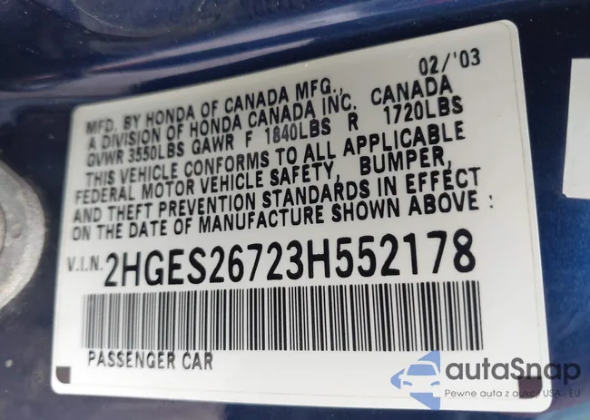 2HGES26723H552178: 43170817