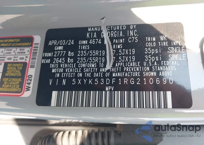 5XYK53DF1RG210690: 43170909