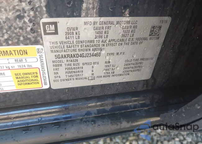 5GAKRAKD4GJ234460: 43170918