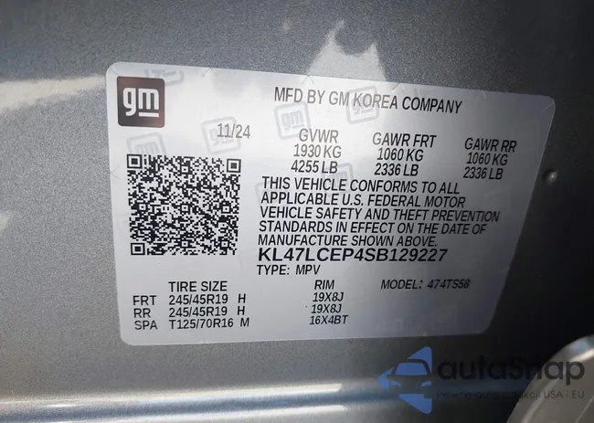 KL47LCEP4SB129227: 43170925