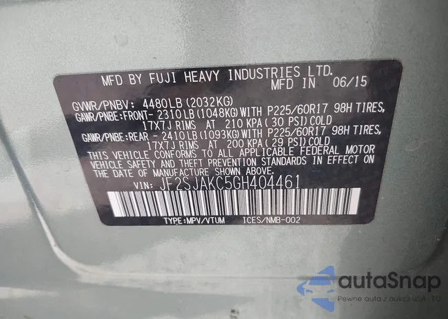 JF2SJAKC5GH404461: 43170981