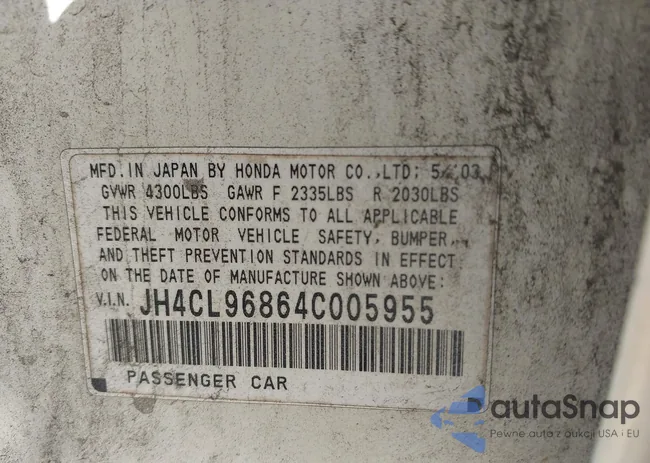 JH4CL96864C005955: 43172011