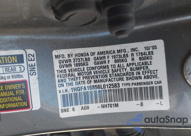 1HGFA16856L012583: 43172031