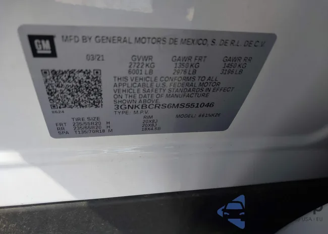 3GNKBCRS6MS551046: 43172040