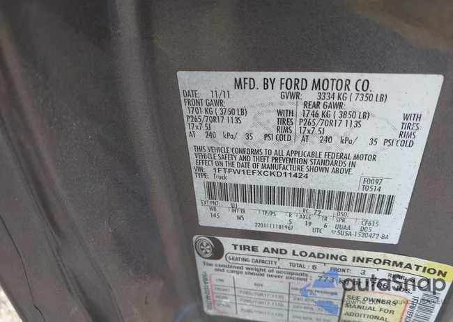 1FTFW1EFXCKD11424: 43172155