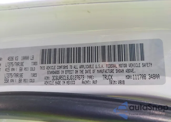 3C6UR5CL6JG127673: 43172242