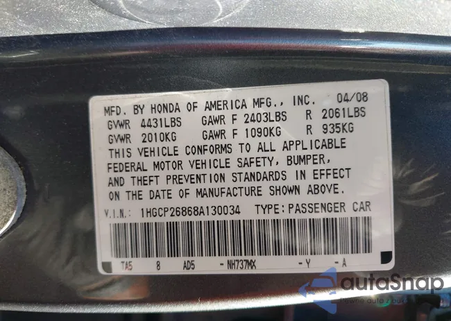 1HGCP26868A130034: 43172271