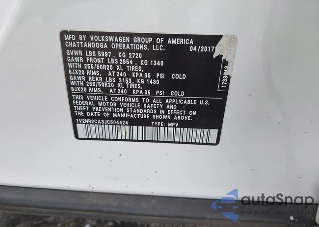 1V2NR2CA3JC504424: 43172308