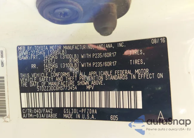 5TDZZ3DC6HS773454: 43172313