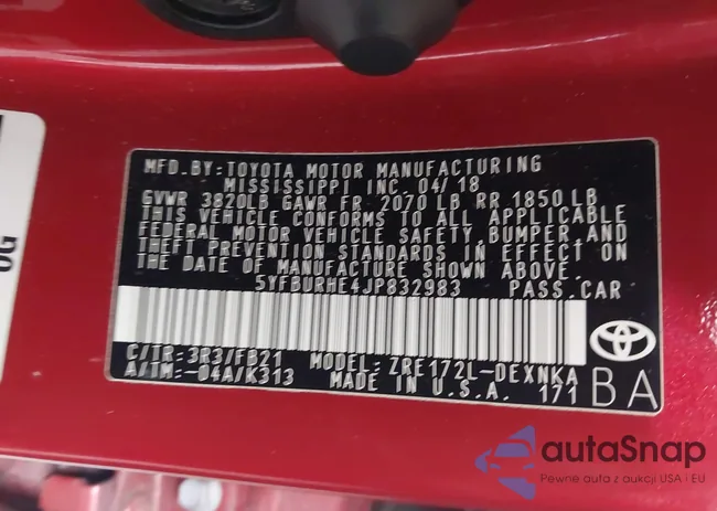 5YFBURHE4JP832983: 43172413