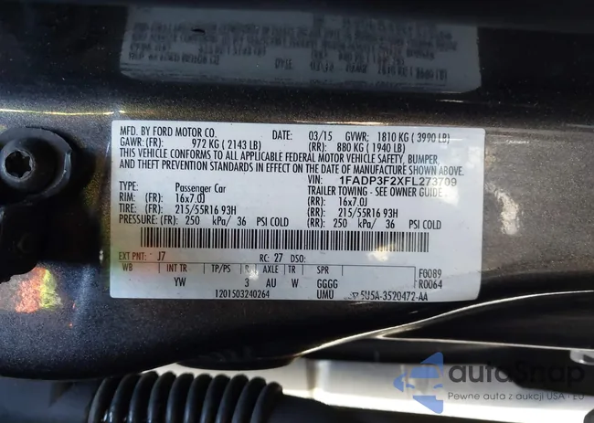 1FADP3F2XFL273709: 43172450