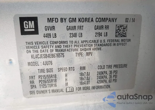 KL4CJESB4EB676575: 43171609