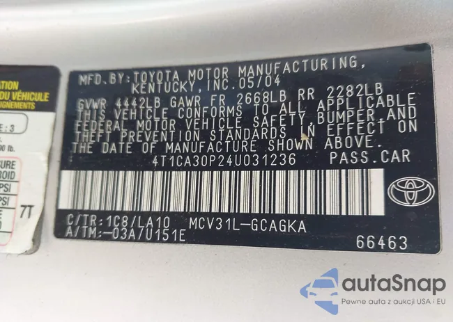 4T1CA30P24U031236: 43171621