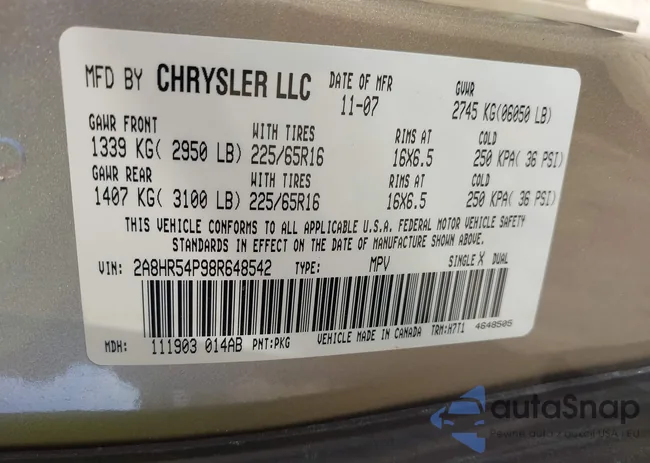 2A8HR54P98R648542: 43171810