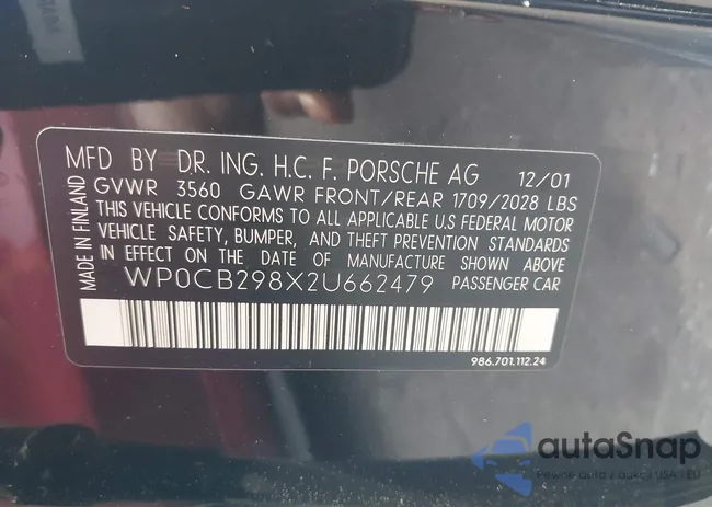 WP0CB298X2U662479: 43171936