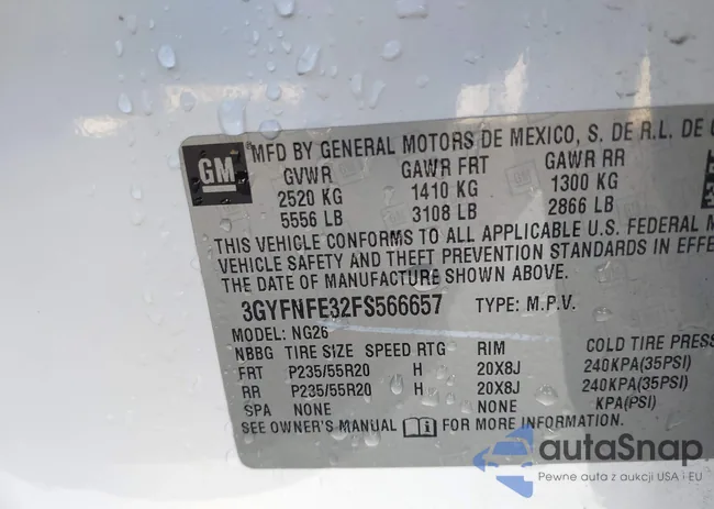 3GYFNFE32FS566657: 43173071