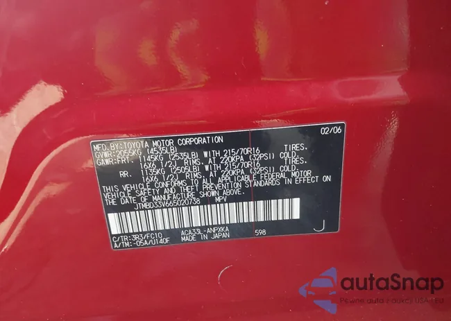 JTMBD33V665020738: 43173166