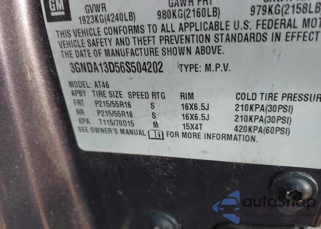 3GNDA13D56S504202: 43173208