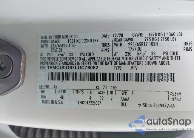 1FMCU0G67LUC76082: 43173290