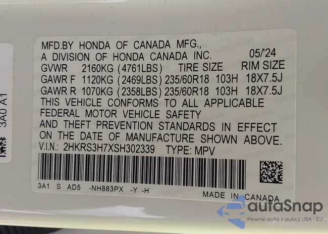 2HKRS3H7XSH302339: 43173300