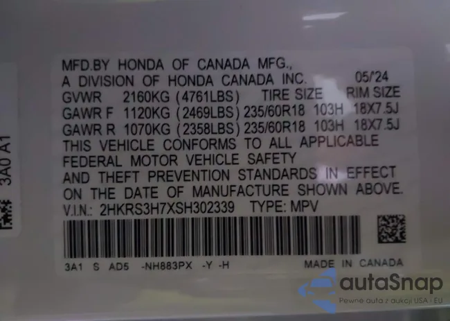 2HKRS3H7XSH302339: 43173300