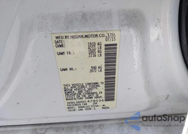 1N4AL3APXFC479534: 43173367