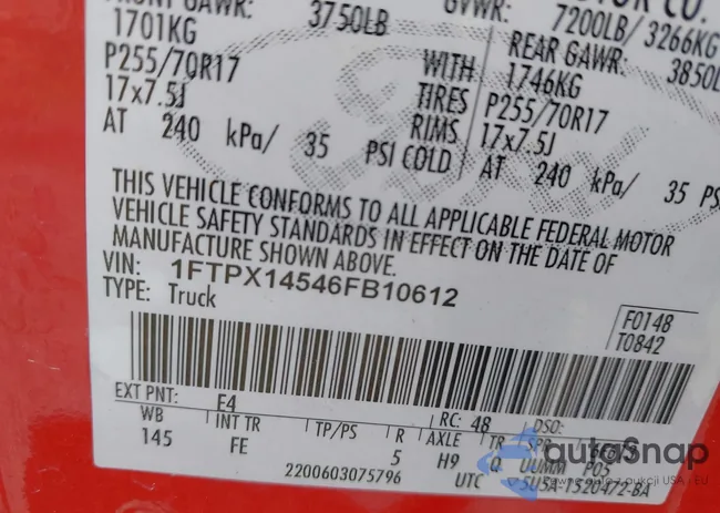 1FTPX14546FB10612: 43173374