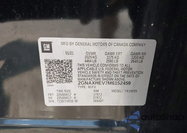 2GNAXHEV7M6152459: 43173402