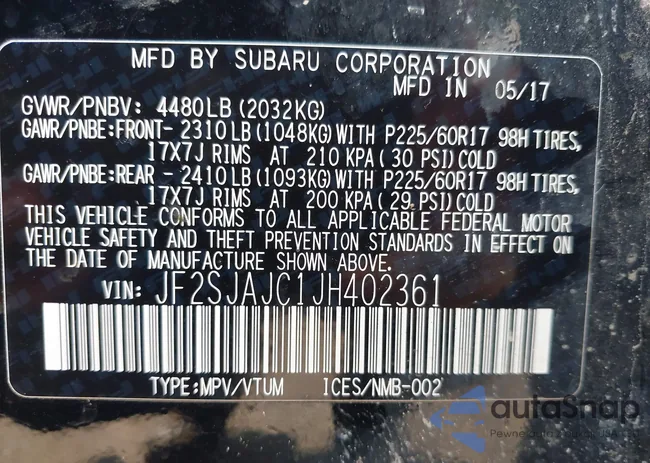 JF2SJAJC1JH402361: 43173408
