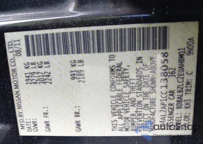 1N4AL2AP1CC138058: 43173500