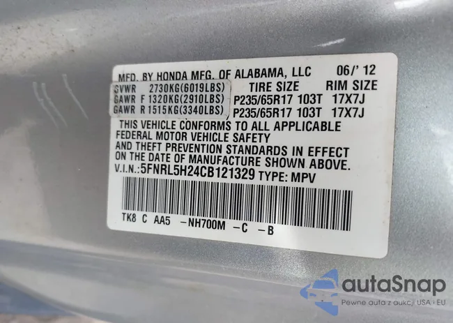 5FNRL5H24CB121329: 43172651