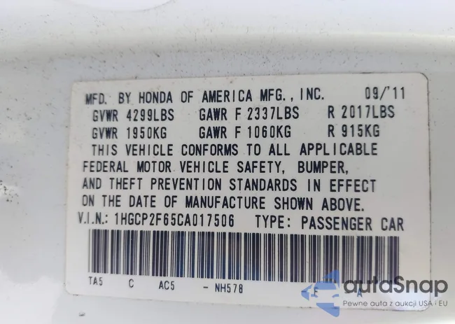 1HGCP2F65CA017506: 43172672