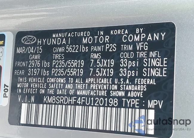 KM8SRDHF4FU120198: 43172684