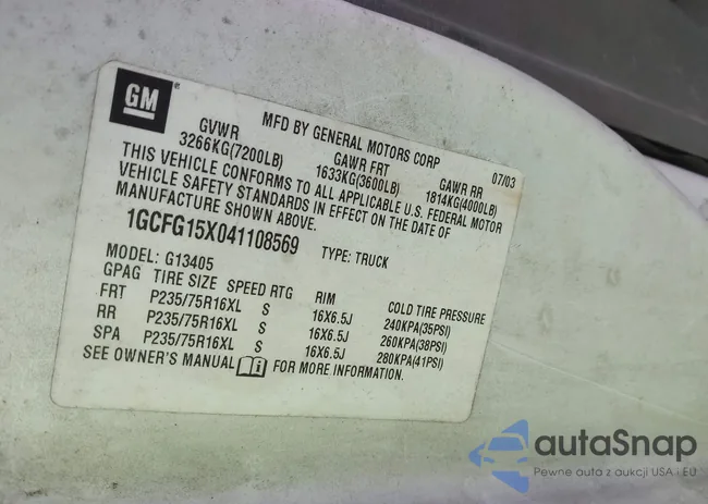 1GCFG15X041108569: 43172718