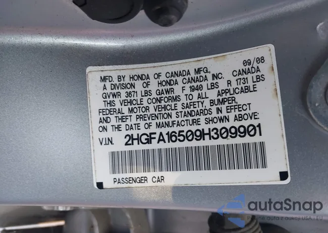 2HGFA16509H309901: 43172719