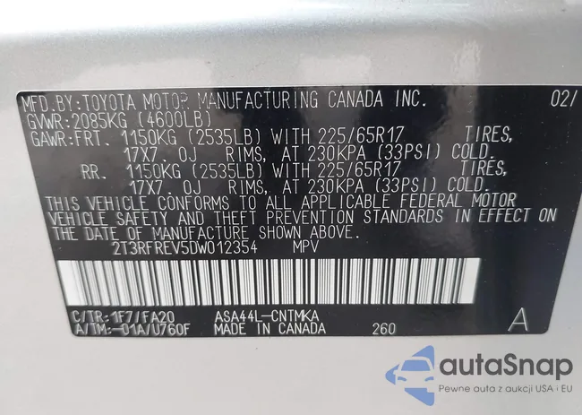 2T3RFREV5DW012354: 43172754