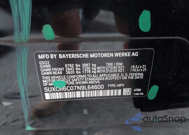 5UXCR6C07N9L64600: 43172818