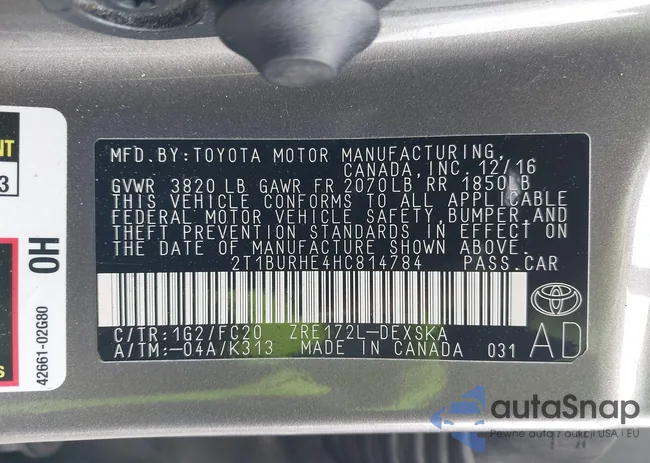 2T1BURHE4HC814784: 43172829