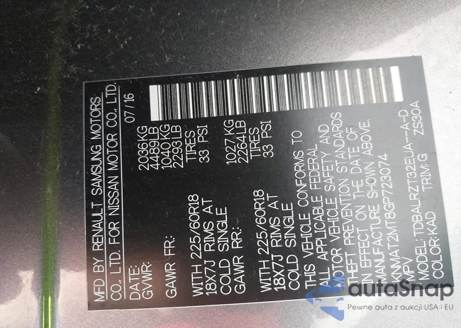 KNMAT2MT8GP723074: 43174049