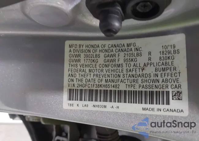 2HGFC1F38KH651482: 43174059