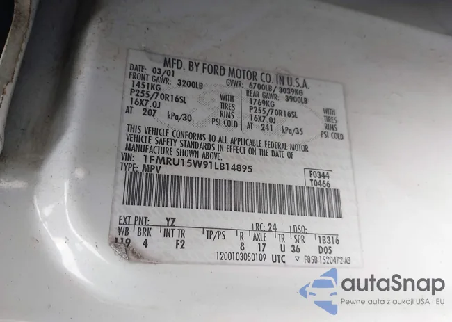 1FMRU15W91LB14895: 43174086