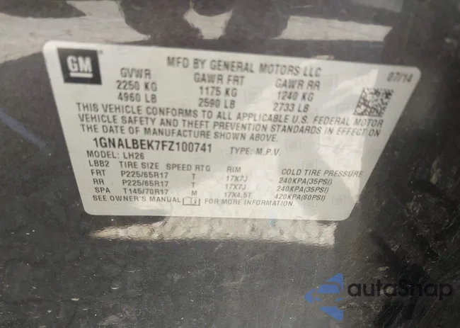 1GNALBEK7FZ100741: 43174206