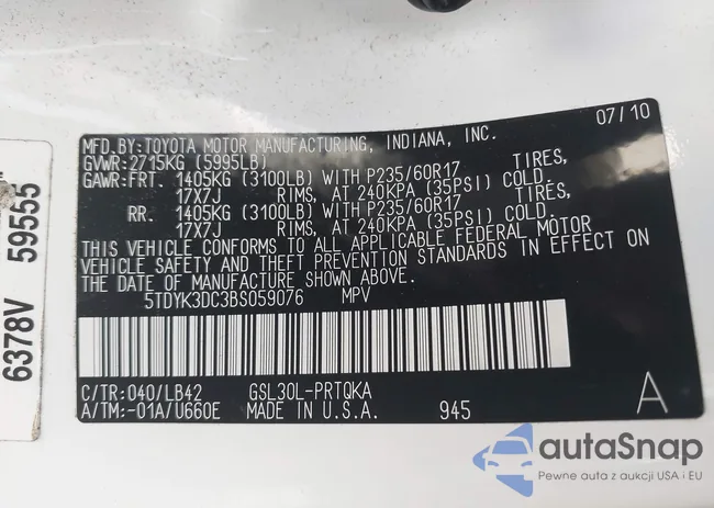 5TDYK3DC3BS059076: 43174210