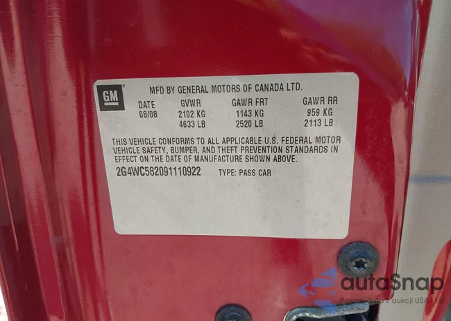 2G4WC582091110922: 43174218